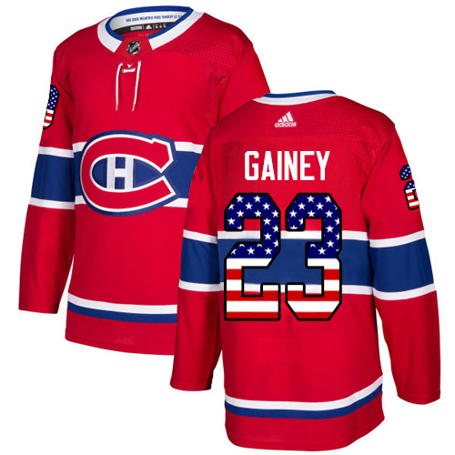 Adidas Canadiens #23 Bob Gainey Red Home Authentic USA Flag Stitched NHL Jersey - Click Image to Close